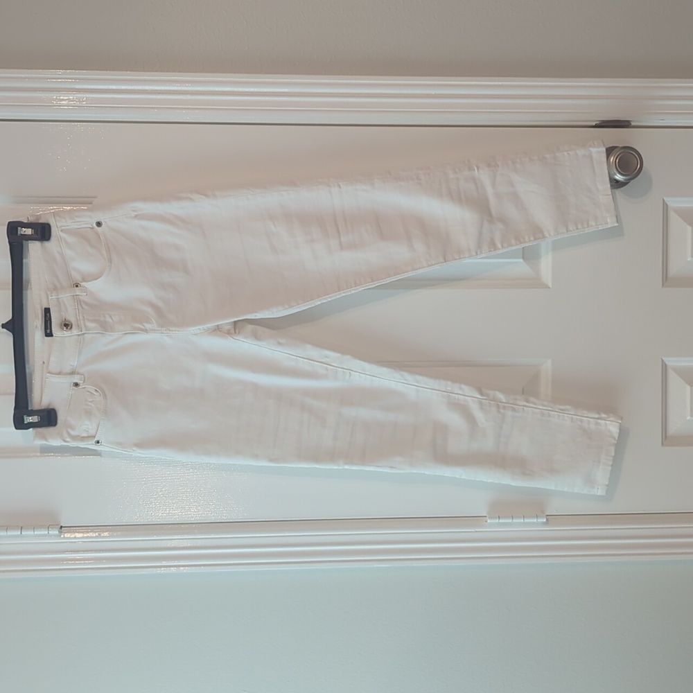Massimo Dutti High Rise Skinny Fit Cropped Pant in White, Size 4